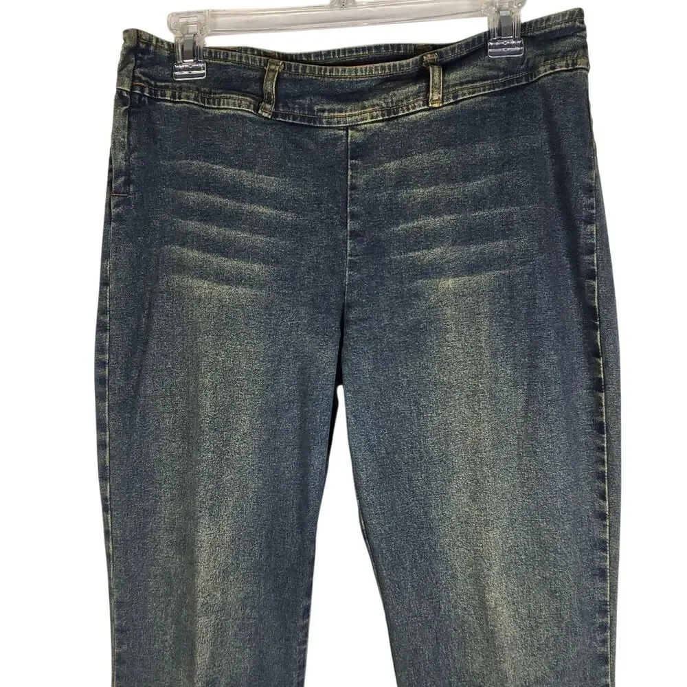 VTG YMI UBU Jeans 32x32 (JR 13) Split Hem Flare Leg Jeans Y2K Pocketless Stretch